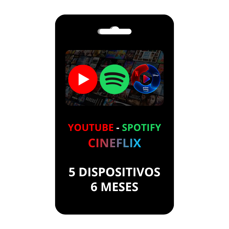 Youtube spotify streamflix 6 meses